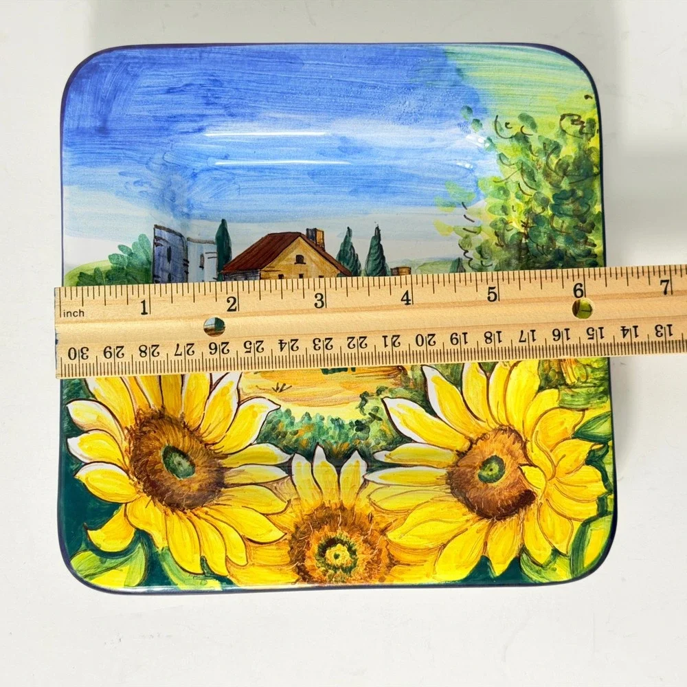 Bettini Germano Deruta Italy Hand Painted Majolica Sunflower Tuscan Plate 6.25